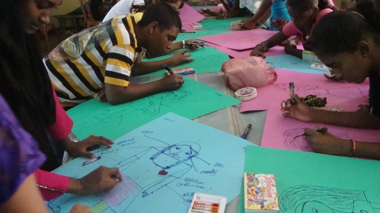 Last Child Children learning about child rights in class.